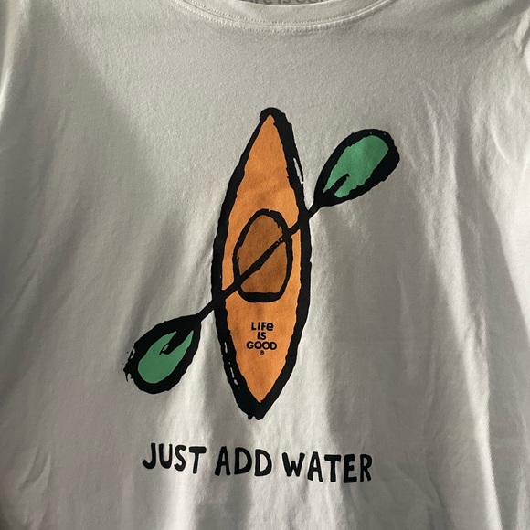 White Long Sleeve Shirt with Kayak Graphic - Picture 3 of 8